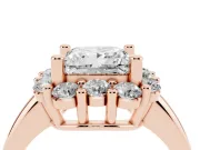 Princess Cut Cluster Halo Engagement Ring Setting | Large Round Accents | Rose Gold