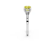 Cushion Cut Hidden Halo Three Stone Engagement Ring Setting for a Fancy Yellow Lab-Grown Diamond | White Gold