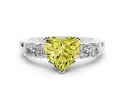 Heart-Shaped 5 Stone Engagement Ring Setting for a Fancy Yellow Lab-Grown Diamond | Sterling Silver