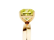 Fancy Yellow Cushion Cut Diamond Solitaire Engagement Ring Set in Yellow gold with Flat Band and Prong Setting