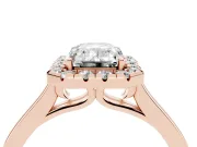 Emerald Cut Halo Engagement Ring Setting | Flat Tapered Band | Rose Gold