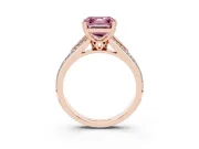 Asscher Cut Pave Split Shank Engagement Ring Setting for a Fancy Pink Lab-Grown Diamond | Double Claw Prongs | Rose Gold