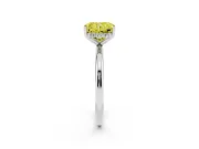 Fancy Yellow Radiant Cut Diamond Solitaire Engagement Ring Set in Silver with Prong Setting and Polished Band