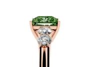 Princess Cut 5 Stone Engagement Ring Setting for a Fancy Green Lab-Grown Diamond | Rose Gold