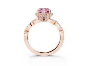 Cushion Cut Milgrain Halo Engagement Ring Setting for a Fancy Pink Lab-Grown Diamond | Graduated Shoulders | Rose Gold