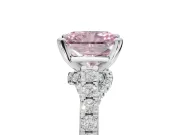 Radiant Cut Pavé Engagement Ring Setting for a Fancy Pink Lab-Grown Diamond | Crossover Gallery | Sterling Silver