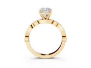 Cushion Cut Vintage Milgrain Solitaire Engagement Ring Setting | Bezel Accents | Yellow Gold