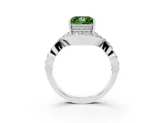 Fancy Green Princess Cut Diamond Solitaire Twist Band Pavé Engagement Ring Set in White gold