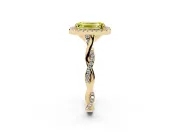 Emerald Cut Twist Halo Engagement Ring Setting for a Fancy Yellow Lab-Grown Diamond | Yellow Gold