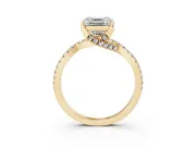 Asscher Cut Twisted Split Shank Pave Engagement Ring Setting | Pave Gallery | Yellow Gold