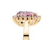 Pear-Shaped Scalloped Halo Engagement Ring Setting for a Fancy Pink Lab-Grown Diamond | Yellow Gold