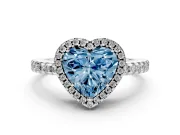 Heart-Shaped Pave Halo Engagement Ring Setting for a Fancy Blue Lab-Grown Diamond | Platinum