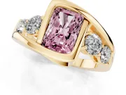 Radiant Cut Bezel Bypass Engagement Ring Setting for a Fancy Pink Lab-Grown Diamond | Yellow Gold