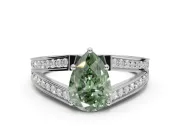 Pear-Shaped Split Shank Pavé Engagement Ring Setting for a Fancy Green Lab-Grown Diamond | Platinum