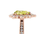 Fancy Yellow Pear Cut Diamond Halo Milgrain Pavé Ring Set in Rose gold with Prong Setting
