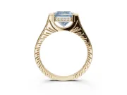 Princess Cut Vintage Cathedral Engagement Ring Setting for a Fancy Blue Lab-Grown Diamond | Carved Band | Yellow Gold