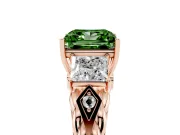 Princess Cut Three Stone Engagement Ring Setting for a Fancy Green Lab-Grown Diamond | Braided Band | Rose Gold
