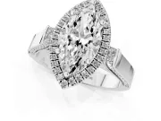 Marquise Cut Diamond Halo Ring Set in Silver with Pavé-Lined Split Shank Band