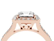 Asscher Cut Pavé Halo Engagement Ring Setting | Rose Gold