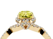 Radiant Cut Halo Engagement Ring Setting for a Fancy Yellow Lab-Grown Diamond | Yellow Gold - Design NV-24725