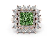 Princess Cut Floral Double Halo Engagement Ring Setting for a Fancy Green Lab-Grown Diamond | Plain Band | Rose Gold