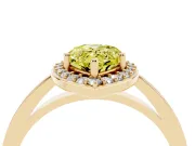 Pear-Shaped Thin Halo Engagement Ring Setting for a Fancy Yellow Lab-Grown Diamond | Slim Plain Band | Yellow Gold