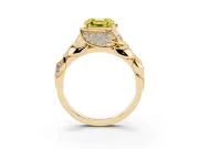 Asscher Cut Leaf Bypass Engagement Ring Setting for a Fancy Yellow Lab-Grown Diamond | Yellow Gold