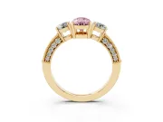 Pear-Shaped Three Stone Engagement Ring Setting for a Fancy Pink Lab-Grown Diamond | Graduated Pave Band | Yellow Gold
