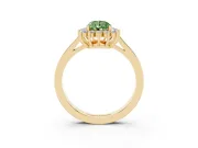 Fancy Green Pear Cut Diamond Halo Ring Set in Yellow gold with Round Halo and Smooth Solitaire Band