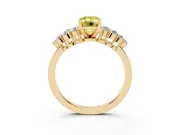 Emerald Cut Side Stone Engagement Ring Setting for a Fancy Yellow Lab-Grown Diamond | Shoulder Clusters | Yellow Gold