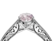 Marquise Vintage Engraved Pavé Engagement Ring Setting for a Fancy Pink Lab-Grown Diamond | Milgrain Edges | Platinum