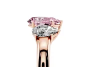 Pear-Shaped Three Stone Engagement Ring Setting for a Fancy Pink Lab-Grown Diamond | Matching Side Stones | Rose Gold