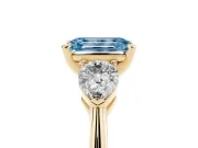 Emerald Cut 3-Stone Engagement Ring Setting for a Fancy Blue Lab-Grown Diamond | Yellow Gold