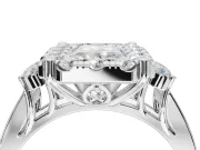 Radiant Cut Halo Side Cluster Engagement Ring Setting | Graduated Channel Band | Platinum