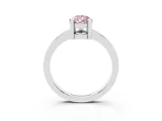 Fancy Pink Pear Cut Diamond Solitaire Ring Set in Silver with Prong Head and Smooth Polished Band