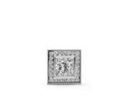 Princess Cut Lab-Grown Diamond Bezel Halo Pendant Necklace | Milgrain Edge | White Gold