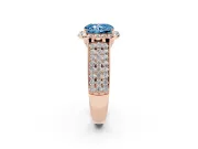 Radiant Cut Pavé Engagement Ring Setting for a Fancy Blue Lab-Grown Diamond | Wide Three-Row Band | Rose Gold