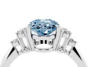 Oval Cluster Accent Engagement Ring Setting for a Fancy Blue Lab-Grown Diamond | Platinum