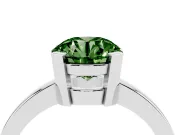 Fancy Green Round Cut Diamond Solitaire Ring Set in White gold with Prong Head and Smooth Polished Band