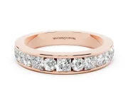 Princess Cut and Round Lab-Grown Diamond Channel Set Promise Ring | Alternating Row | Rose Gold