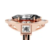 Fancy Black Marquise Cut Diamond Milgrain Halo Ring Set in Rose gold with Split Shank