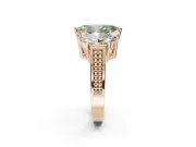 Marquise Three Stone Engagement Ring Setting for a Fancy Green Lab-Grown Diamond | Beaded Shoulders | Rose Gold