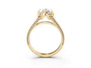 Marquise Cut Diamond Pavé Split Shank Solitaire Ring Set in Yellow gold with Prong Setting