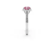 Cushion Cut Floral Pavé Engagement Ring Setting for a Fancy Pink Lab-Grown Diamond | White Gold