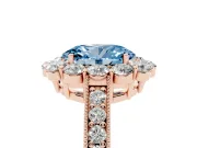 Oval Vintage Halo Engagement Ring Setting for a Fancy Blue Lab-Grown Diamond | Rose Gold