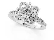 Round Floral Petal Engagement Ring Setting | Petal Accents | White Gold
