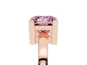 Fancy Pink Princess Cut Diamond Solitaire Ring Set in Rose gold with Prong Head and Smooth Polished Band
