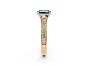 Emerald Cut Split Shank Engagement Ring Setting for a Fancy Blue Lab-Grown Diamond | Pave Band | Yellow Gold