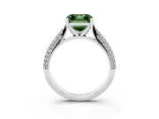 Fancy Green Asscher Cut Diamond Solitaire Engagement Ring Set in White gold with Multi-Row Round Pavé Band and Prong Setting
