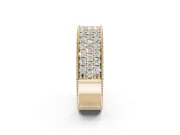 Round Lab-Grown Diamond Wide Pavé Wedding Band | Milgrain Edges | Yellow Gold